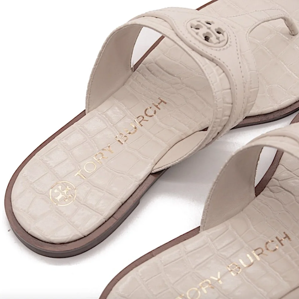 Tory Burch off white New Carson Thong Welt Sandals